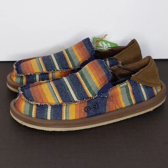 Sanuk Mens 10 Vagabond ST Donny Secret Stache Serape Blanket Stripe Suede  Ltd Ed